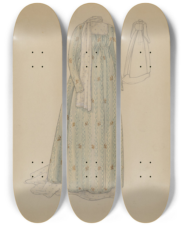 Triptych art skateboard deck of William Hoffman Dress by William Hoffman
