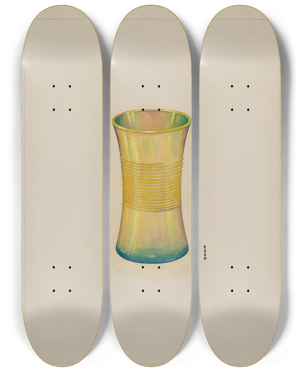 Triptych art skateboard deck of Emilio Zito Table Glass by Emilio Zito