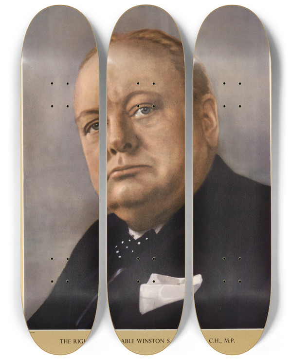 Triptych art skateboard deck of Cecil Beaton The Right Honourable Winston S Churchill Ch Mp by Cecil Beaton