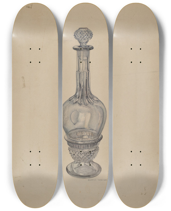 Triptych art skateboard deck of George Yanosko Decanter_2 by George Yanosko