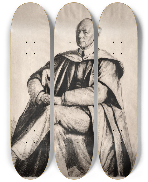 Triptych art skateboard deck of Francis Dodd A J Donkin by Francis Dodd (1874-1949)