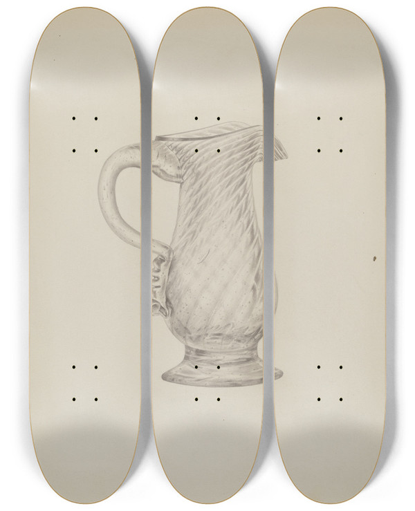 Triptych art skateboard deck of John Dana Cream Pitcher_2 by John Dana (1935)