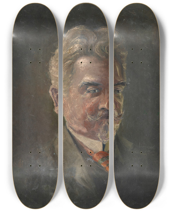 Triptych art skateboard deck of Egon Schiele Bildnis Leopold Czihaczek by Egon Schiele (1890-1918)
