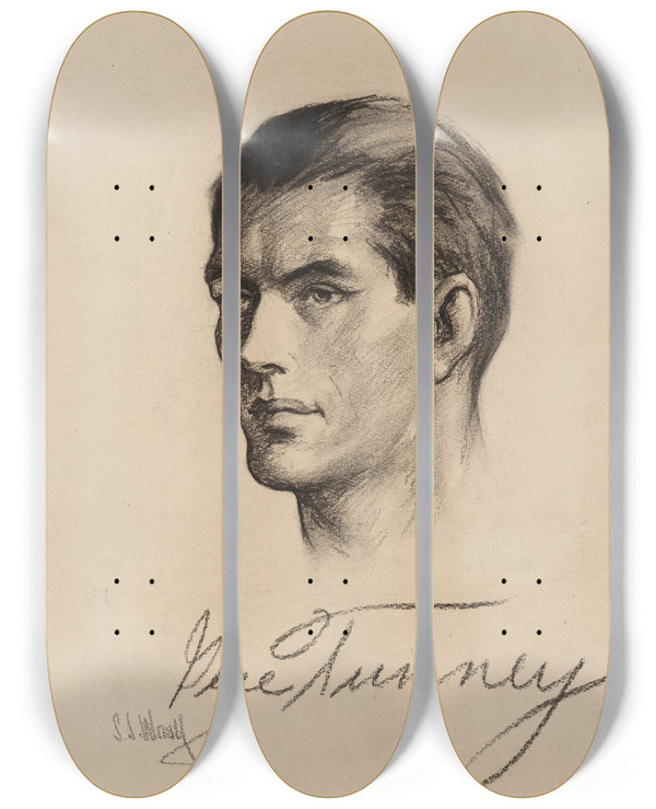 Triptych art skateboard deck of Samuel Johnson Woolf Gene Tunney by Samuel Johnson Woolf (1880-1948)