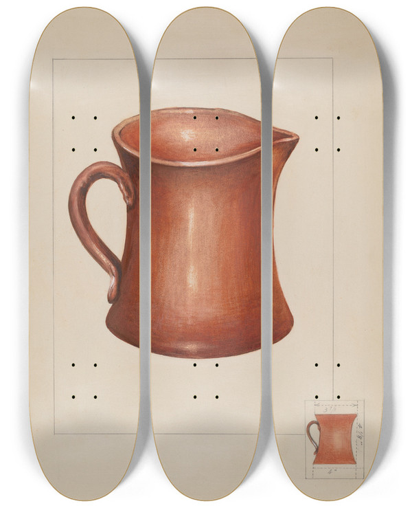 Triptych art skateboard deck of Anna Aloisi Measure With Handle by Anna Aloisi