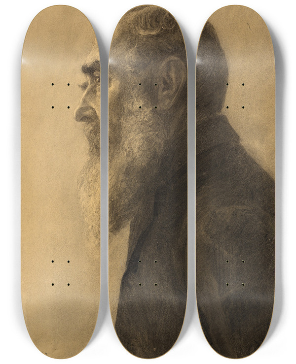 Triptych art skateboard deck of Lilly Walther Mehe Portree_1 by Lilly Walther (1866-1946)