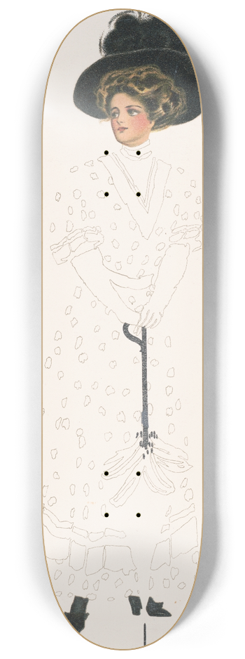 Alice Luella Fidler - Woman with hat and umbrella 8.25 inch art skate deck