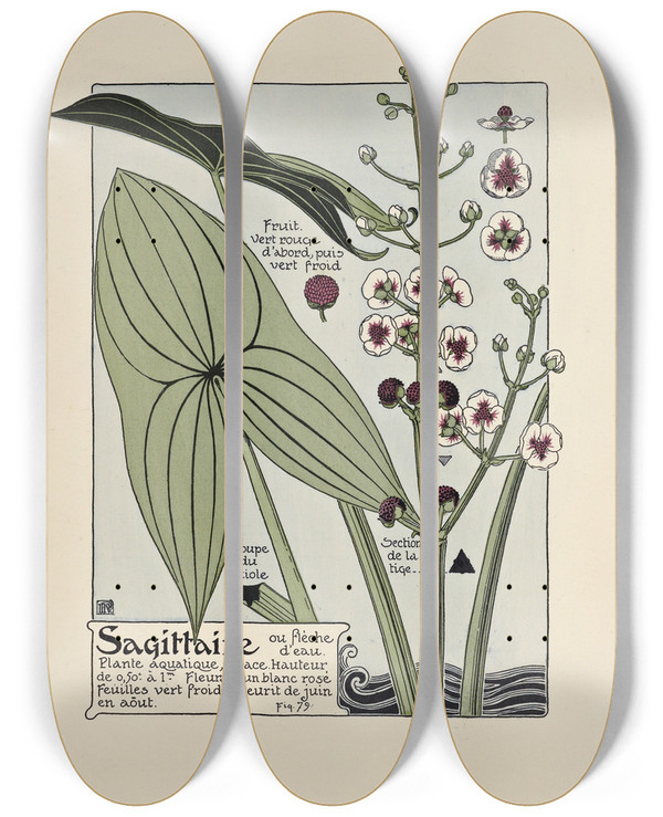 Triptych art skateboard deck of Maurice Pillard Verneuil Sagittaire_2 by Maurice Pillard Verneuil (1869-1942)
