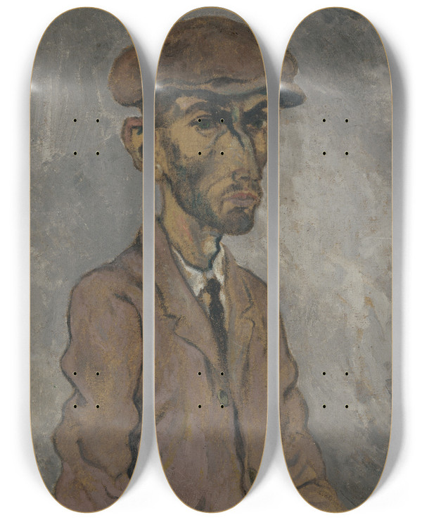Triptych art skateboard deck of Arnold Peter Weiszkubnan Selfportrait_2 by Arnold Peter Weisz-Kubnan (1898-1944)