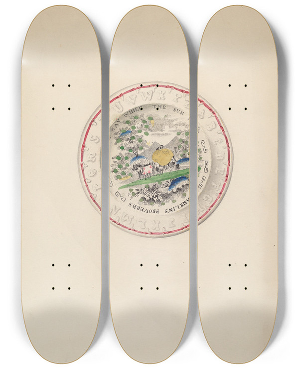 Triptych art skateboard deck of Samuel Faigin Plate by Samuel Faigin