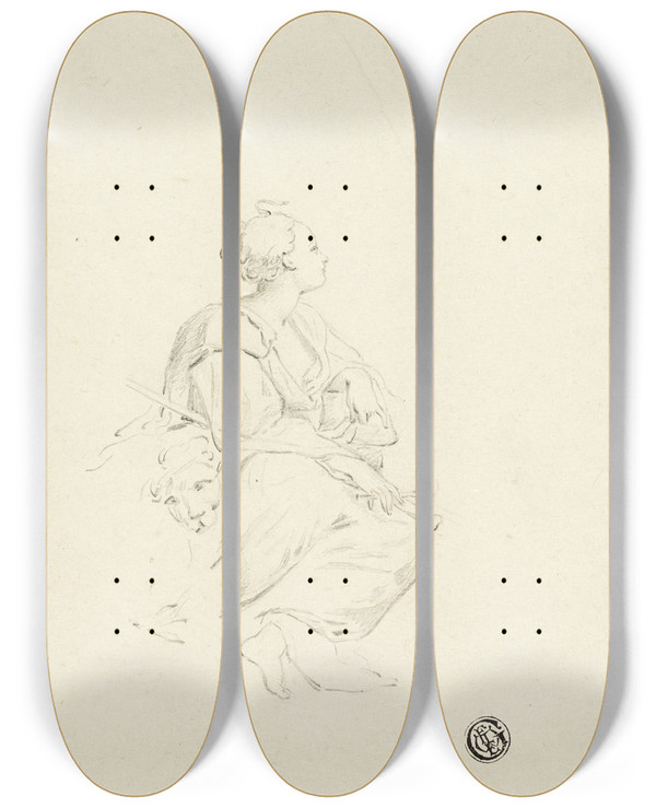 Triptych art skateboard deck of After Correggio Cardinal Virtues Or Saint Euphemia by After Correggio (1489-1534)