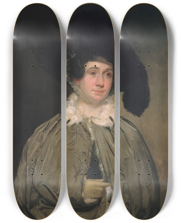 Triptych art skateboard deck of Chester Harding Mrs Thomas Brewster Coolidge by Chester Harding (1792-1866)