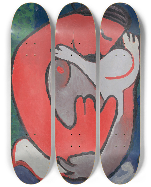 Triptych art skateboard deck of Mikul Galanda Mothers Embrace by Mikulas Galanda (1895-1938)
