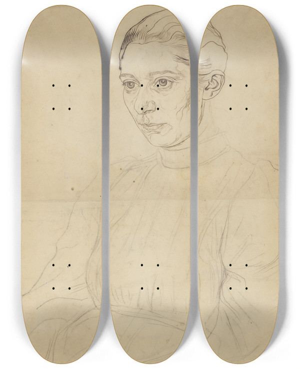 Triptych art skateboard deck of Jan Veth Portret Van Saar De Swart by Jan Veth (1864-1925)