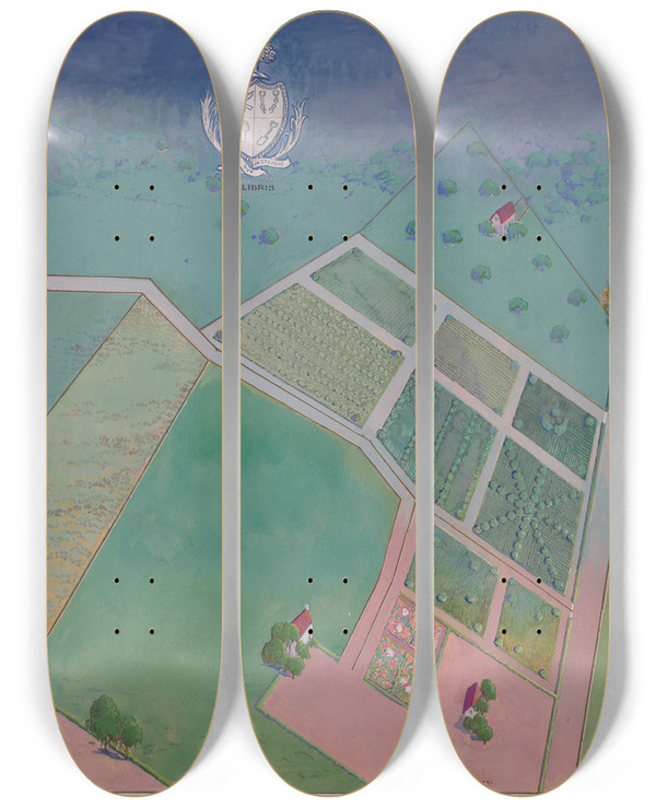 Triptych art skateboard deck of Gilbert Sackerman J Dyckman Estate by Gilbert Sackerman (20-)