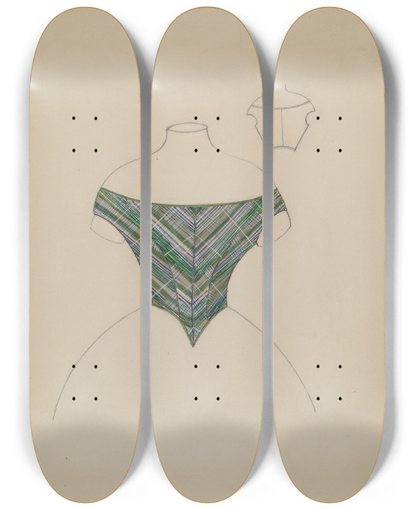 Triptych art skateboard deck of Gladys Cook Basque by Gladys Cook