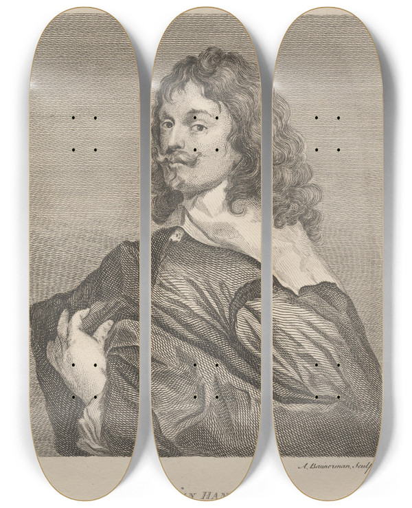 Triptych art skateboard deck of Alexander Bannerman Adrian Hanneman by Alexander Bannerman (1730-1780)