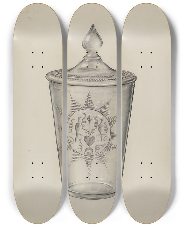 Triptych art skateboard deck of Paul Ward Covered Flip Glass by Paul Ward (20-)