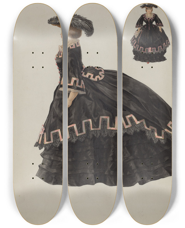 Triptych art skateboard deck of Edith Towner Doll Belle Hervey by Edith Towner (20-)