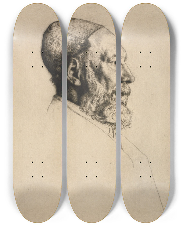Triptych art skateboard deck of William Strang Frederick Goulding by William Strang (1859-1921)