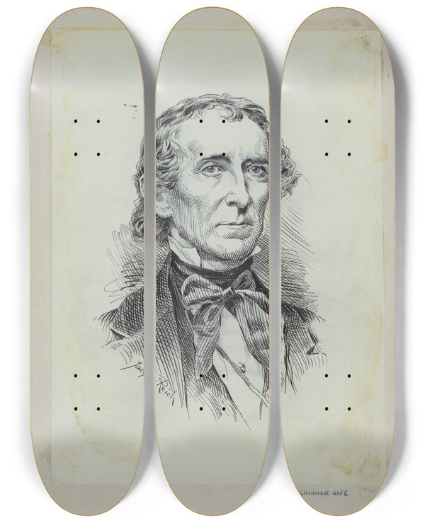Triptych art skateboard deck of Jacques Reich John Tyler by Jacques Reich (1852-1923)