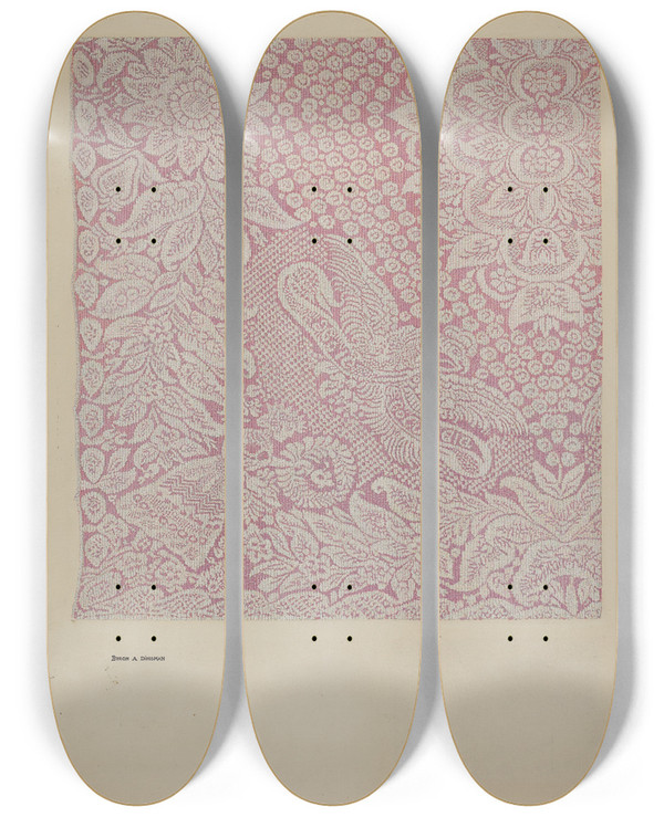 Triptych art skateboard deck of Byron Dingman Woven Textile_2 by Byron Dingman