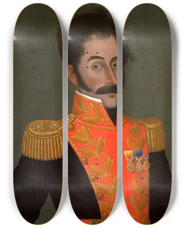 Triptych art skateboard deck of Jos Gil De Castro Simn Bolvar by Jose Gil De Castro (1785-1840)