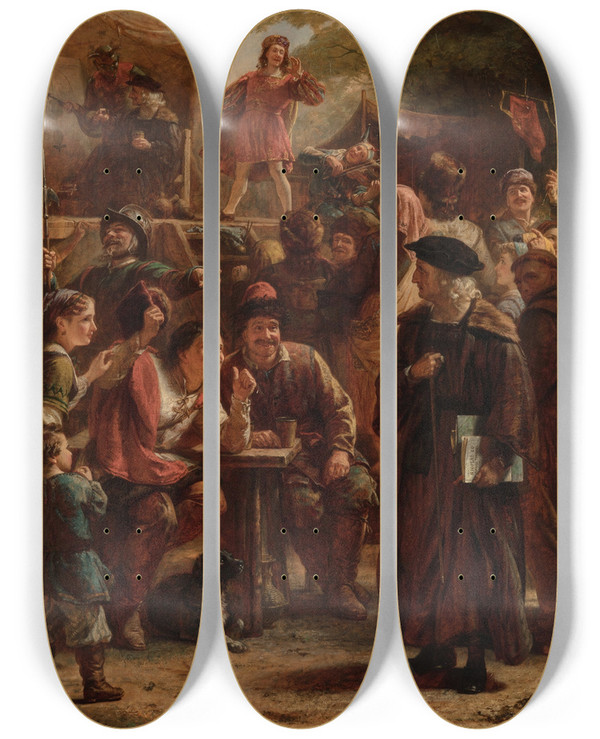 Triptych art skateboard deck of Alfred Fowler Patten Copernicus At Frauenberg by Alfred Fowler Patten (1826-1888)