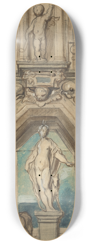 Jacob Jordaens - Design for a Wall Decoration (recto) 8.25 inch art skate deck