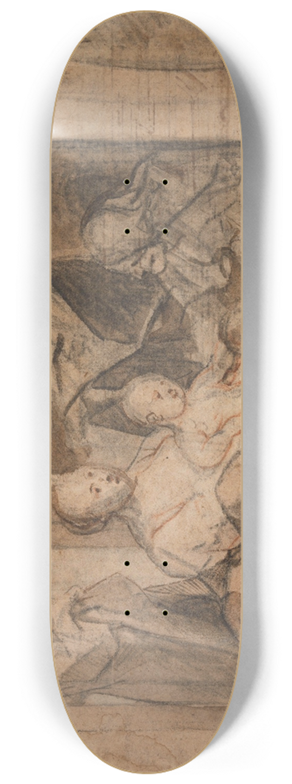 Jacob Jordaens - Die Heilige Familie mit Elisabeth und dem Johannesknaben 8.25 inch art skate deck