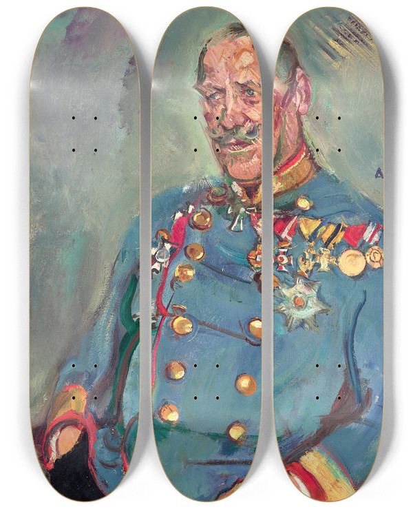 Triptych art skateboard deck of Anton Kolig General Gottfried Seibt Von Ringenhart by Anton Kolig (1886-1950)