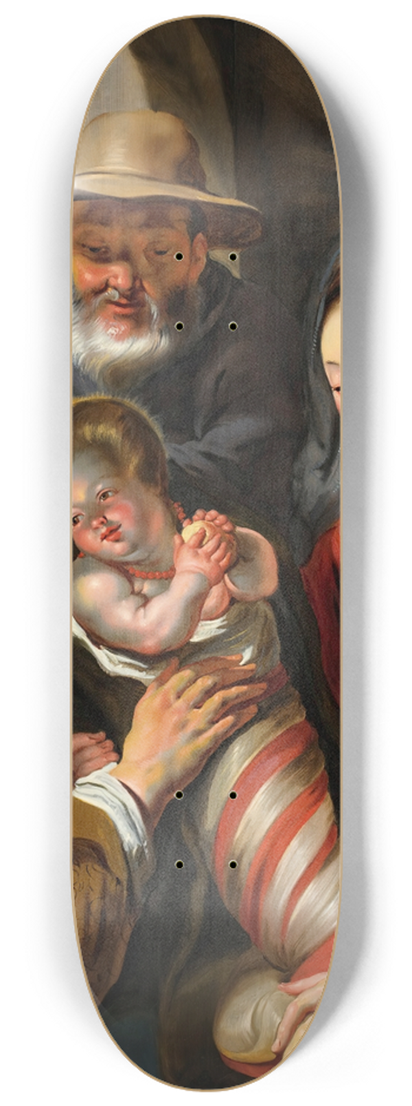Jacob Jordaens - Holy Family with St. Anne 8.25 inch art skate deck