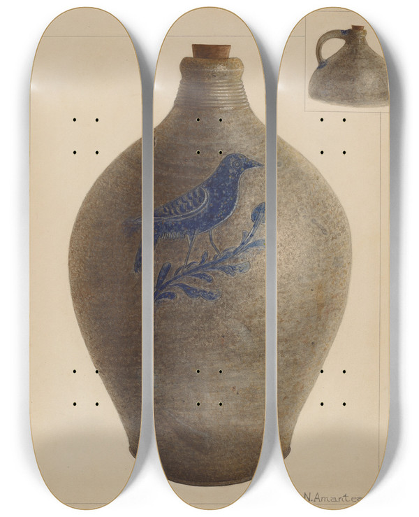Triptych art skateboard deck of Nicholas Amantea Jug_10 by Nicholas Amantea (1900-1978)