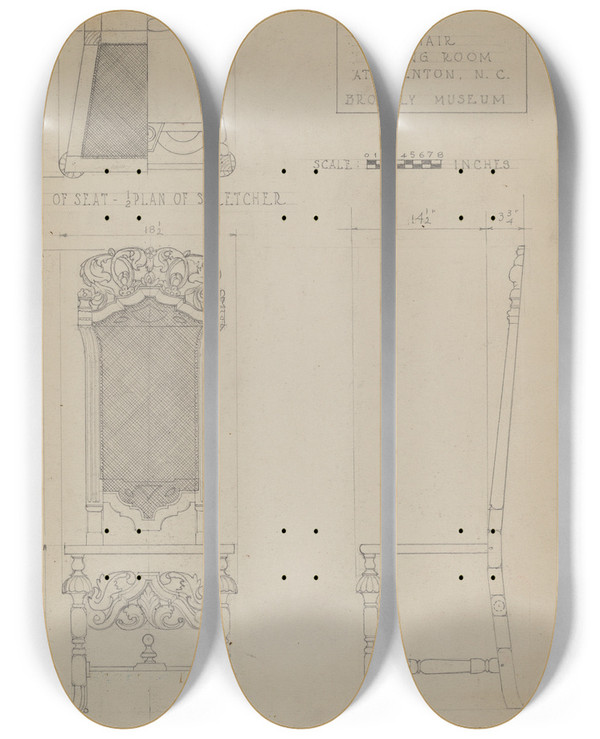 Triptych art skateboard deck of B Holstgrubbe Chair_2 by B. Holst-Grubbe