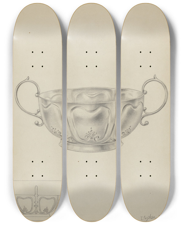 Triptych art skateboard deck of Clayton Braun Silver Bowl by Clayton Braun