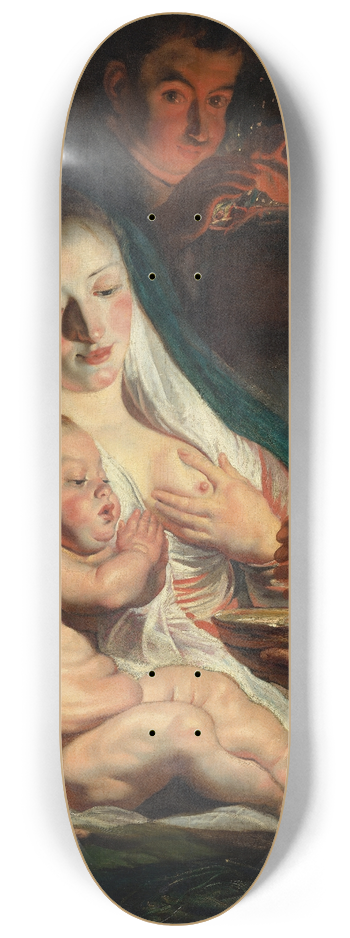Jacob Jordaens - The Holy Family with Shepherds 8.25 inch art skate deck