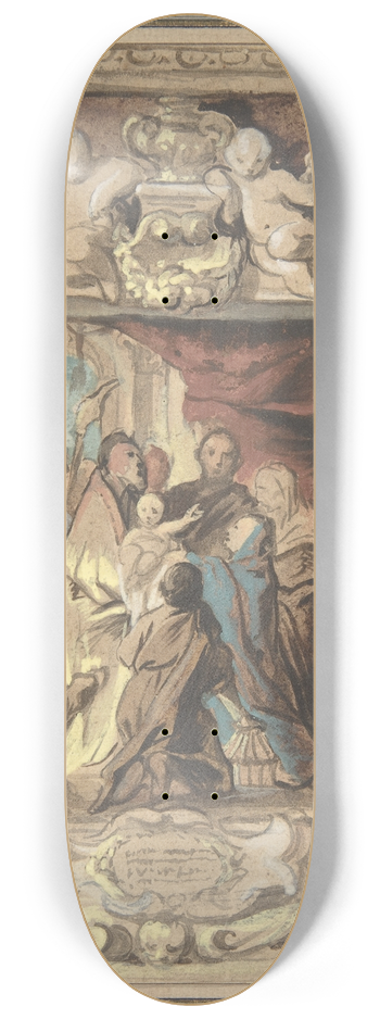 Jacob Jordaens - The Presentation in the Temple, with a Design for a Sculpted Frame 8.25 inch art skate deck