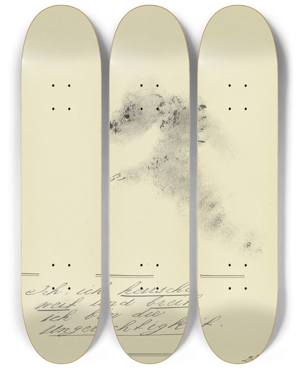 Triptych art skateboard deck of John Elsas Ich Ich Herrsche Weit Und Breit by John Elsas (1851-1935)