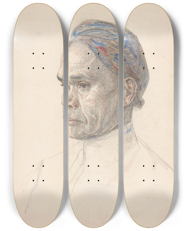 Triptych art skateboard deck of Jan Veth Portret Van Amat by Jan Veth (1864-1925)