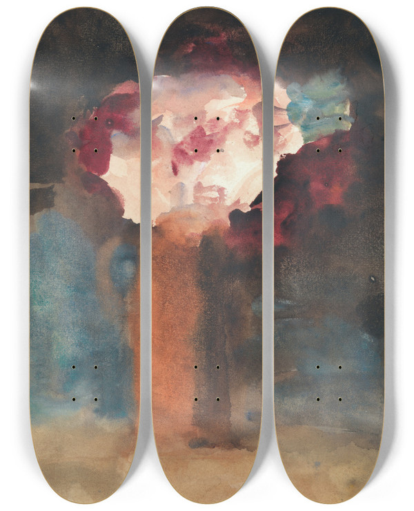 Triptych art skateboard deck of Hercules Brabazon Brabazon Roses by Hercules Brabazon Brabazon (1821-1906)