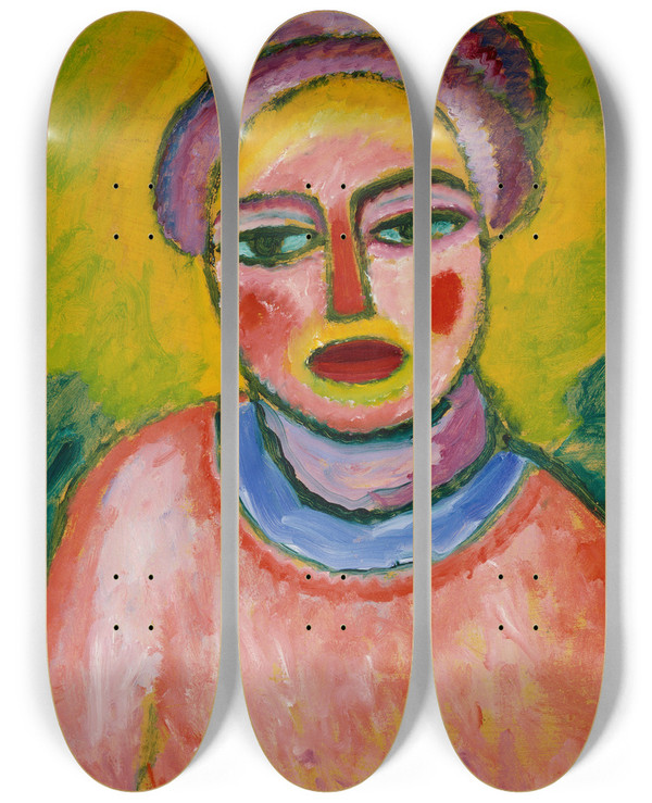 Triptych art skateboard deck of Alexej Von Jawlensky Spring by Alexej Von Jawlensky (1864-1941)
