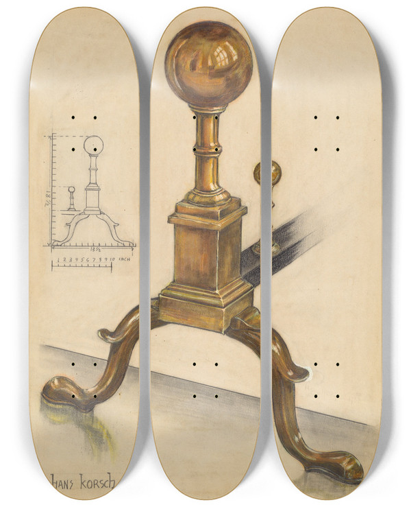 Triptych art skateboard deck of Hans Korsch Andiron_7 by Hans Korsch