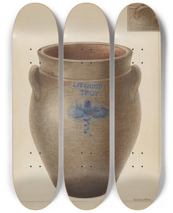 Triptych art skateboard deck of Nicholas Amantea Crock_9 by Nicholas Amantea (1900-1978)
