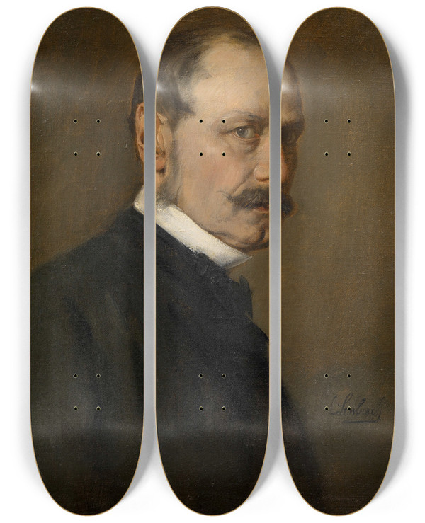 Triptych art skateboard deck of Franz Von Lenbach August Pettenkofen Maler by Franz Von Lenbach (1836-1904)