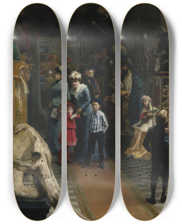 Triptych art skateboard deck of Albert Heise Im Panopticum by Albert Heise