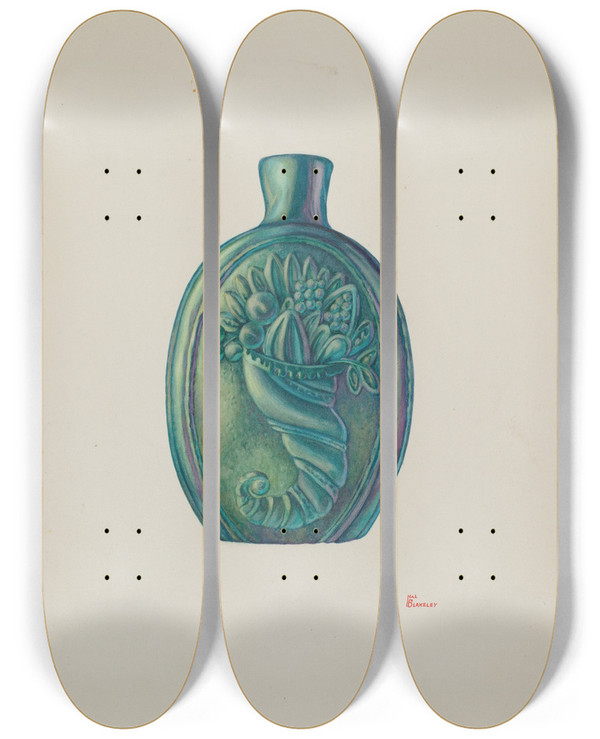 Triptych art skateboard deck of Hal Blakeley Flask_1 by Hal Blakeley
