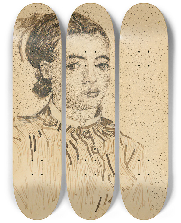 Triptych art skateboard deck of Vincent Van Gogh La Mousm_2 by Vincent van Gogh (1853-1890)