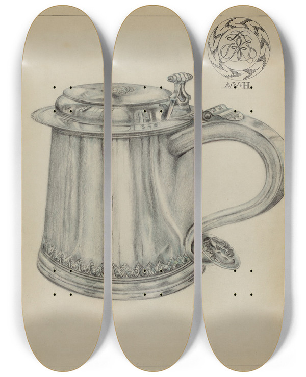Triptych art skateboard deck of Horace Reina Silver Tankard_4 by Horace Reina