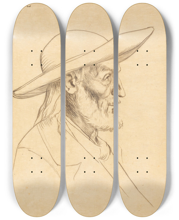 Triptych art skateboard deck of Alphonse Legros Breton Peasant Paysan Breton by Alphonse Legros (1837-1911)