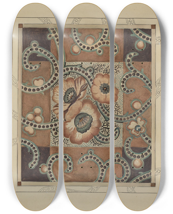 Triptych art skateboard deck of George Loughridge Chintz_1 by George Loughridge (20-)